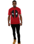 Brick Red - Close up - Deadpool Mens Splat Face Cotton T-Shirt