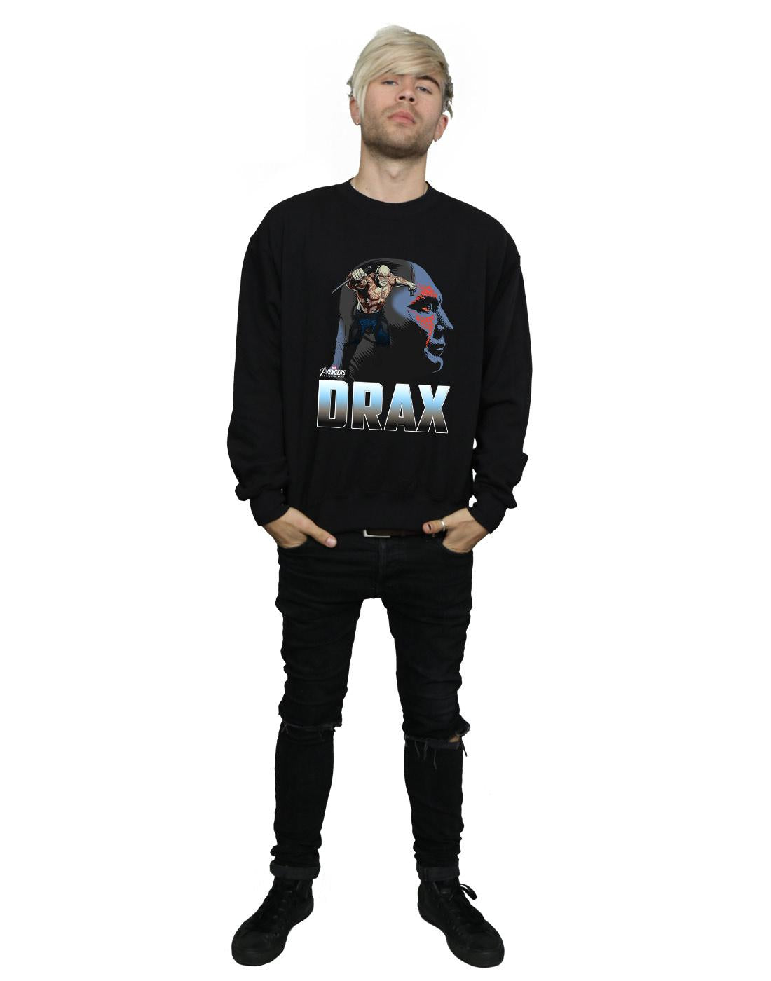 Black - Lifestyle - Marvel Mens Avengers Infinity War Drax Character Cotton Sweatshirt