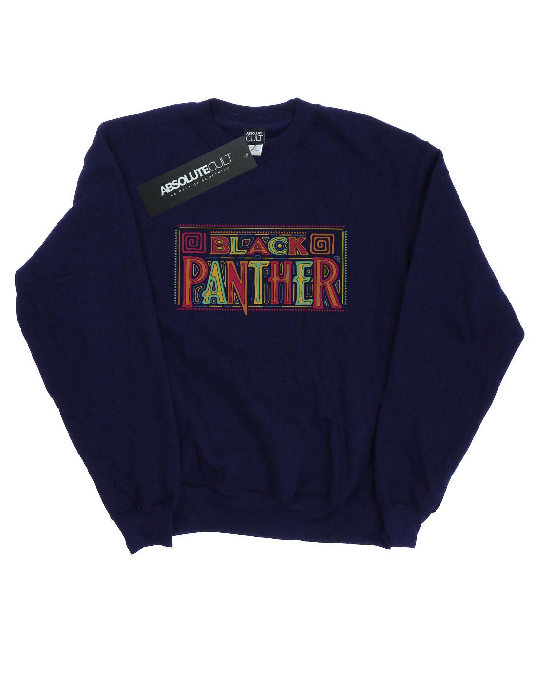 Navy Blue - Front - Marvel Womens-Ladies Black Panther Tribal Logo Sweatshirt