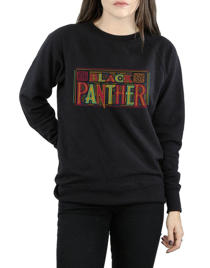Black - Side - Marvel Womens-Ladies Black Panther Tribal Logo Sweatshirt