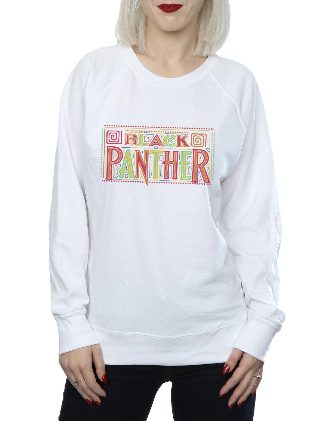 White - Side - Marvel Womens-Ladies Black Panther Tribal Logo Sweatshirt