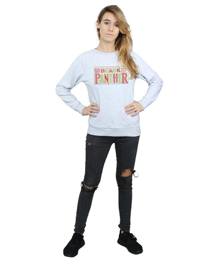 Heather Grey - Lifestyle - Marvel Womens-Ladies Black Panther Tribal Logo Sweatshirt