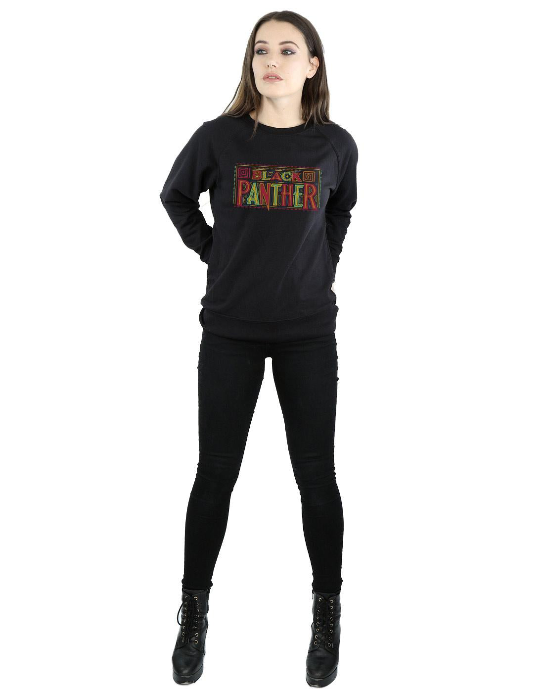 Black - Lifestyle - Marvel Womens-Ladies Black Panther Tribal Logo Sweatshirt