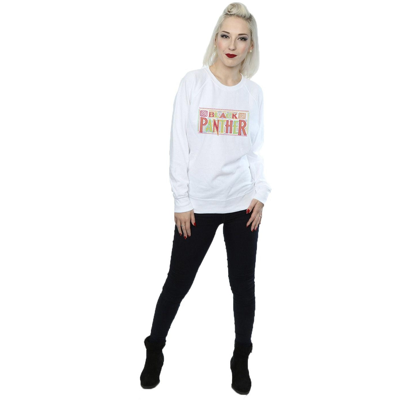 White - Lifestyle - Marvel Womens-Ladies Black Panther Tribal Logo Sweatshirt