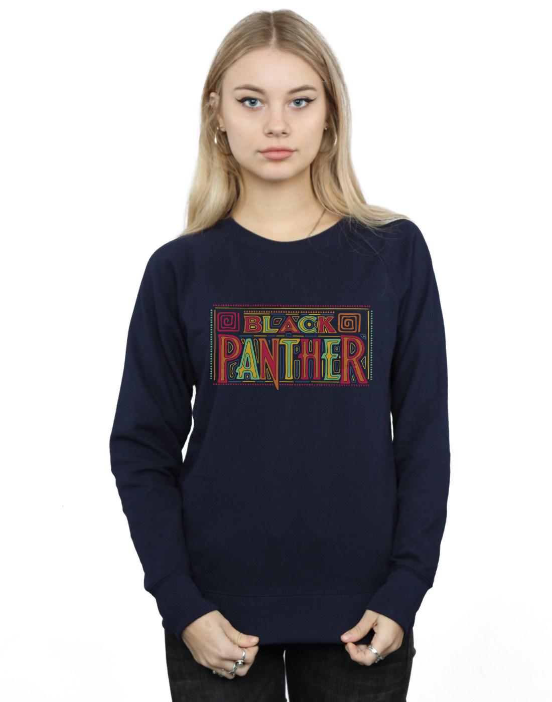 Navy Blue - Back - Marvel Womens-Ladies Black Panther Tribal Logo Sweatshirt