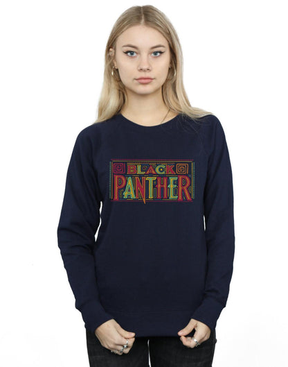 Navy Blue - Back - Marvel Womens-Ladies Black Panther Tribal Logo Sweatshirt