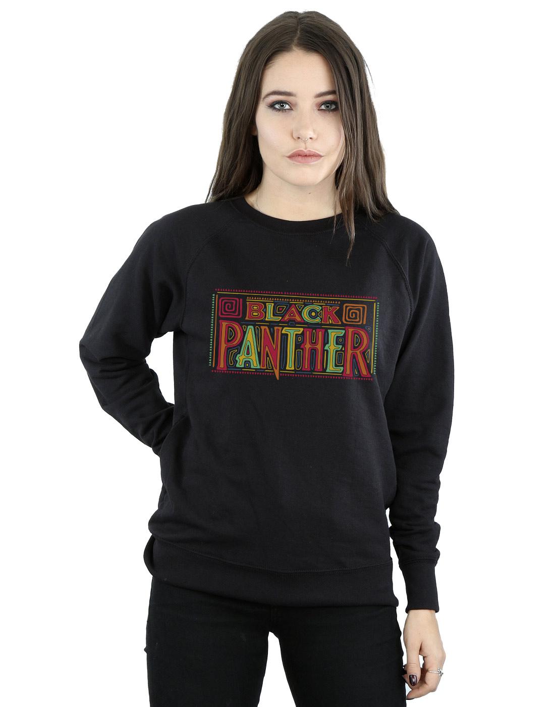 Black - Back - Marvel Womens-Ladies Black Panther Tribal Logo Sweatshirt