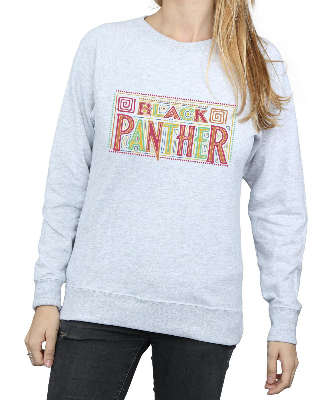 Heather Grey - Side - Marvel Womens-Ladies Black Panther Tribal Logo Sweatshirt