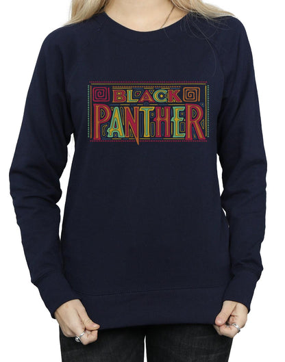 Navy Blue - Side - Marvel Womens-Ladies Black Panther Tribal Logo Sweatshirt