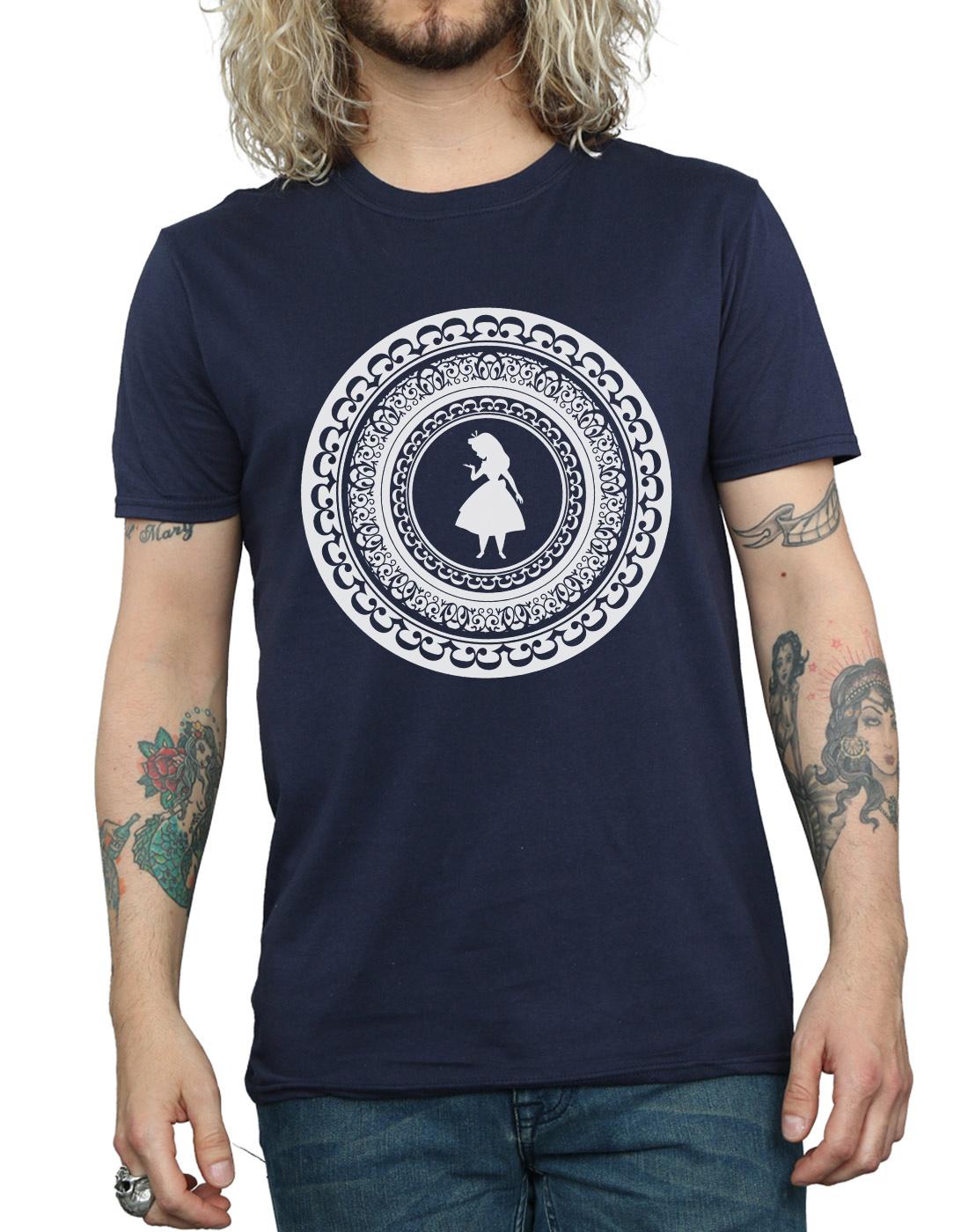 Navy Blue - Side - Disney Mens Alice In Wonderland Circle T-Shirt