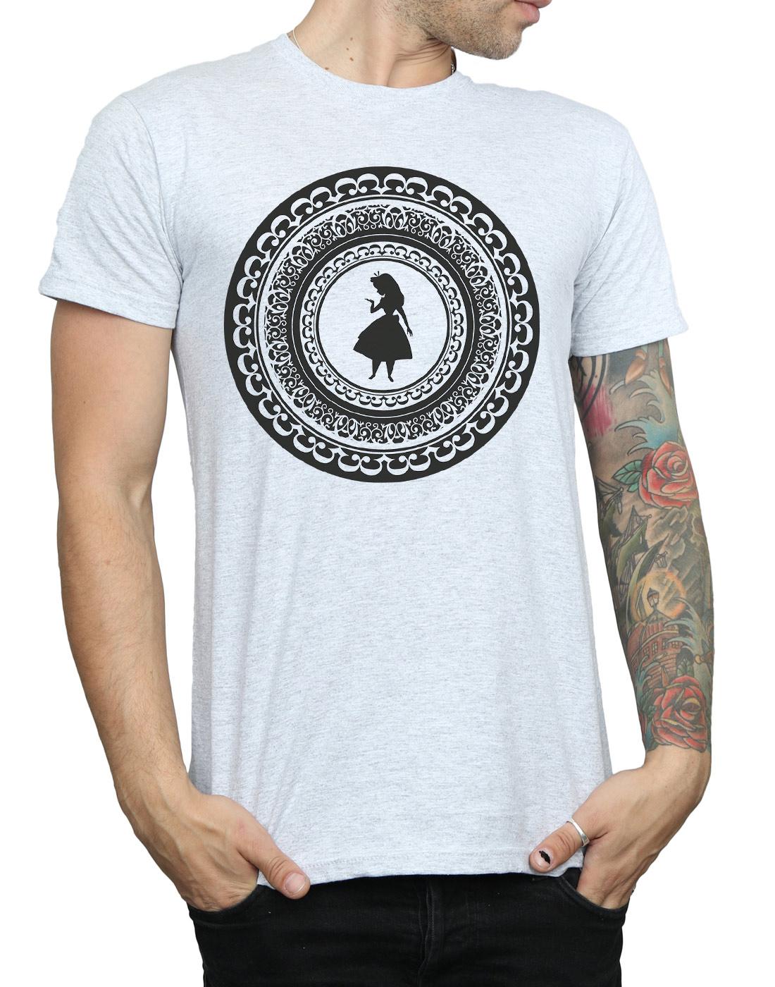 Sports Grey - Side - Disney Mens Alice In Wonderland Circle T-Shirt