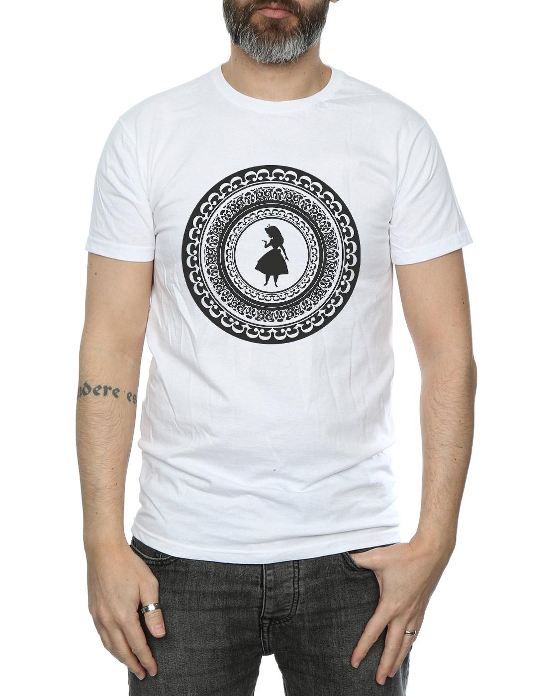 White - Side - Disney Mens Alice In Wonderland Circle T-Shirt