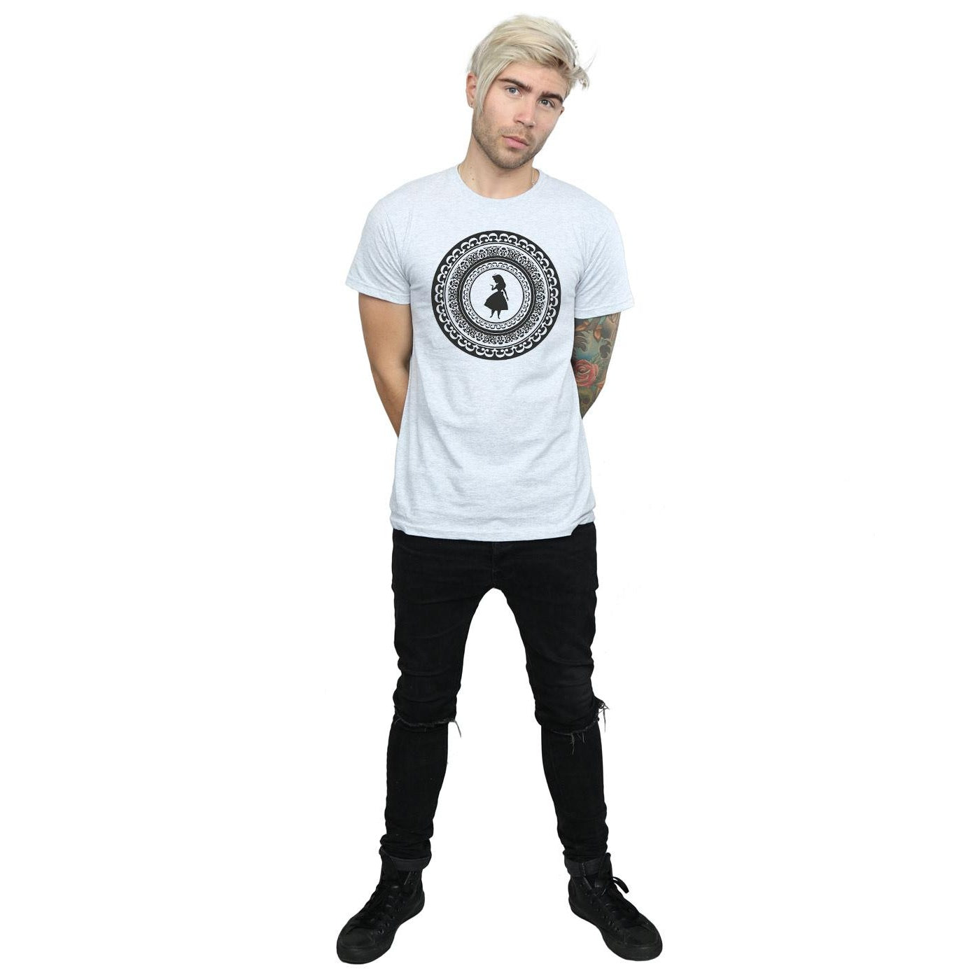 Sports Grey - Lifestyle - Disney Mens Alice In Wonderland Circle T-Shirt