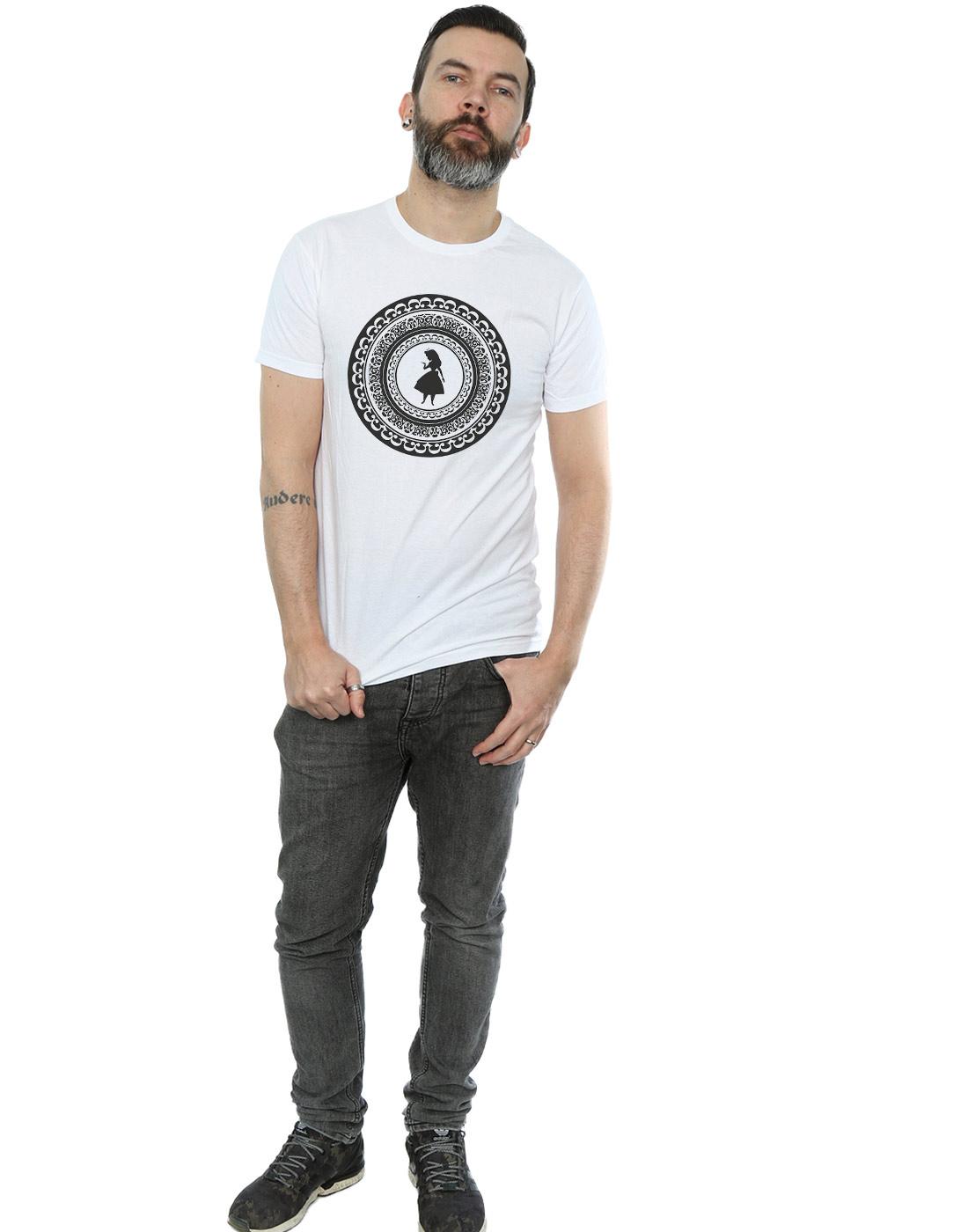 White - Lifestyle - Disney Mens Alice In Wonderland Circle T-Shirt