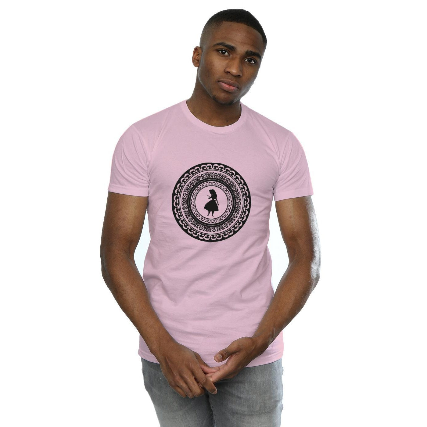Baby Pink - Back - Disney Mens Alice In Wonderland Circle T-Shirt