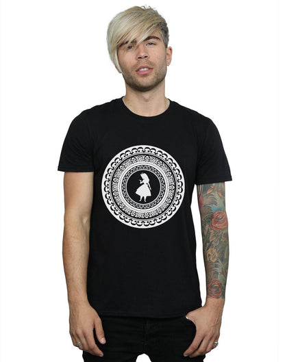 Black - Back - Disney Mens Alice In Wonderland Circle T-Shirt