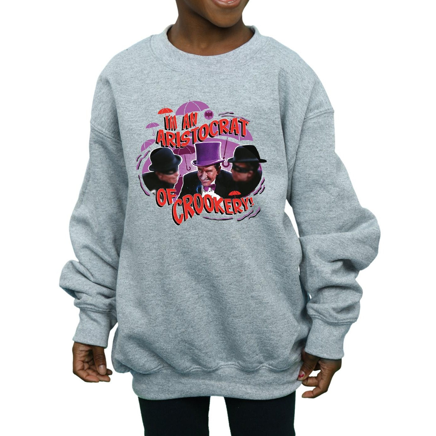 Sports Grey - Side - DC Comics Girls Batman TV Series The Penguin Aristocrat Sweatshirt