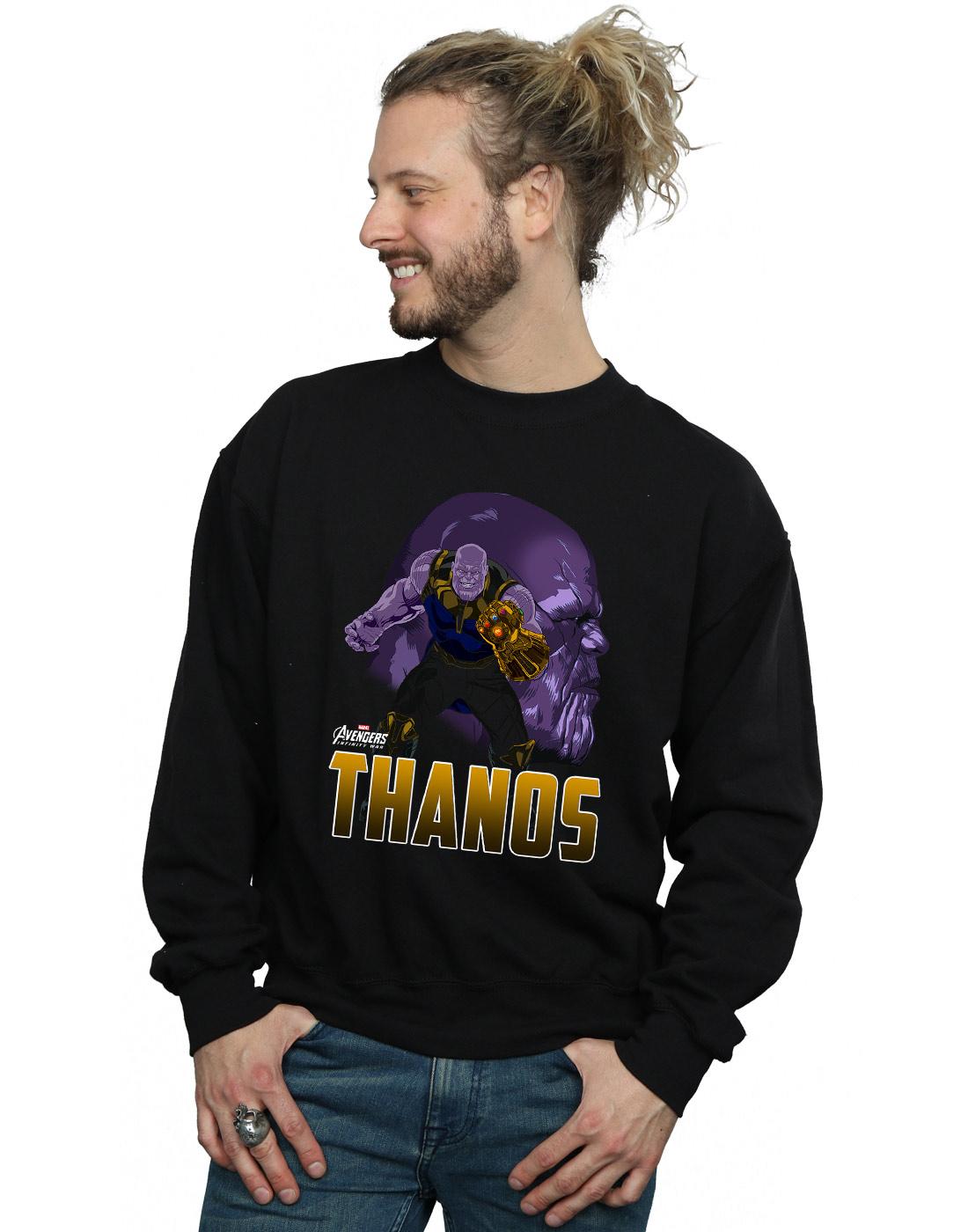Black - Back - Marvel Mens Avengers Infinity War Thanos Character Cotton Sweatshirt