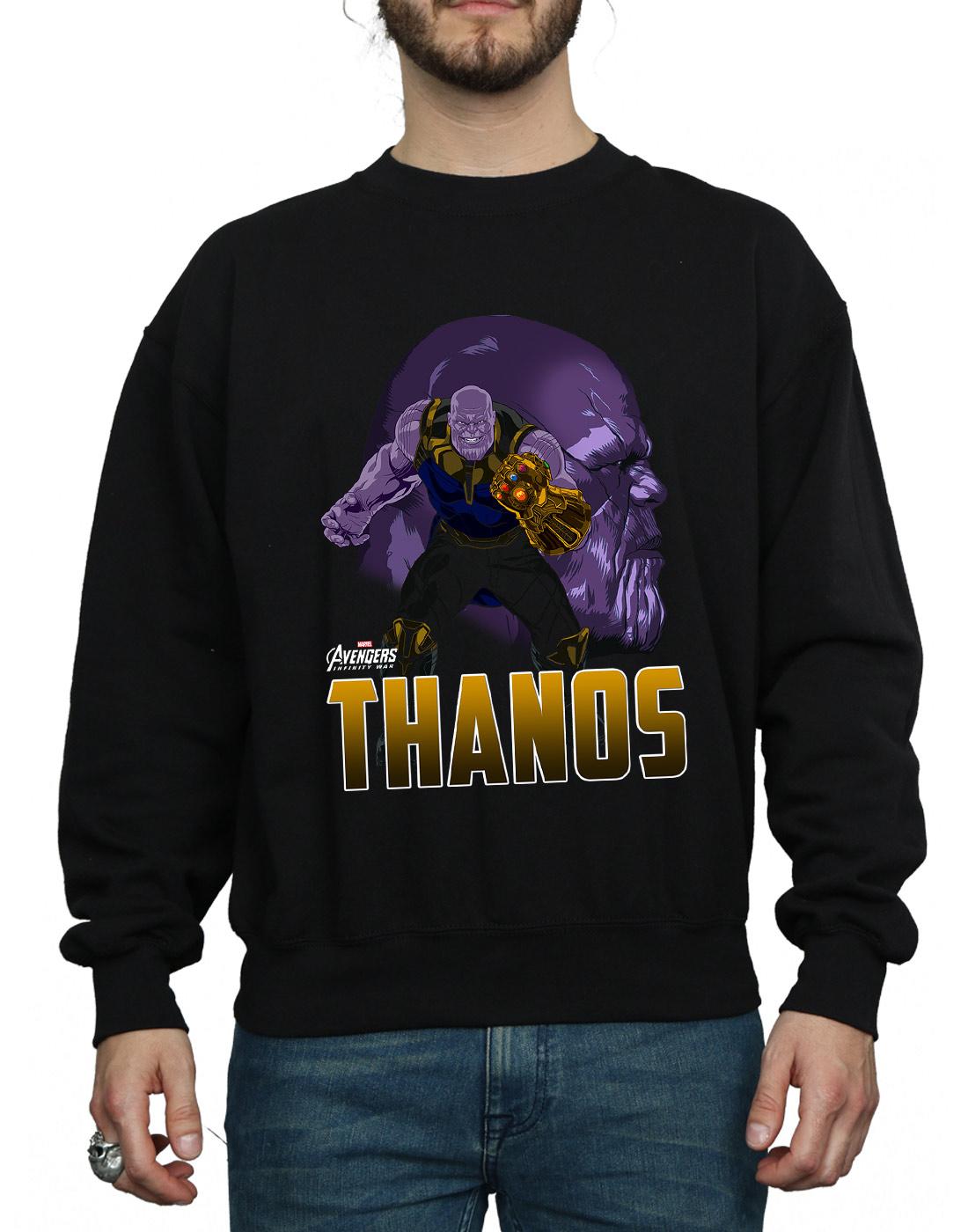 Black - Side - Marvel Mens Avengers Infinity War Thanos Character Cotton Sweatshirt