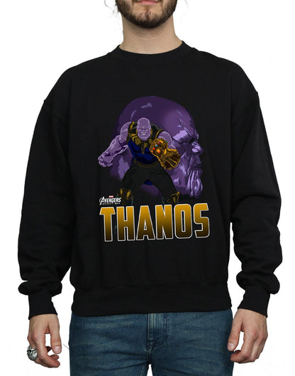 Black - Side - Marvel Mens Avengers Infinity War Thanos Character Cotton Sweatshirt