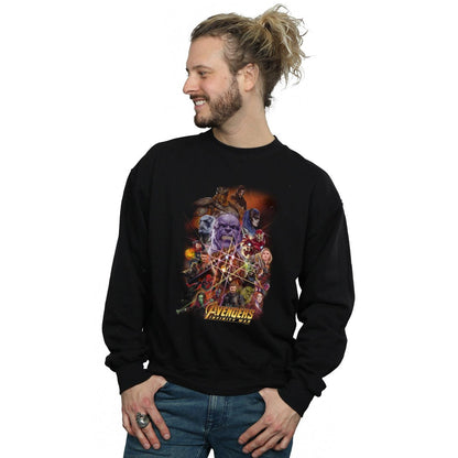 Black - Back - Marvel Mens Avengers Infinity War Character Poster Cotton Sweatshirt