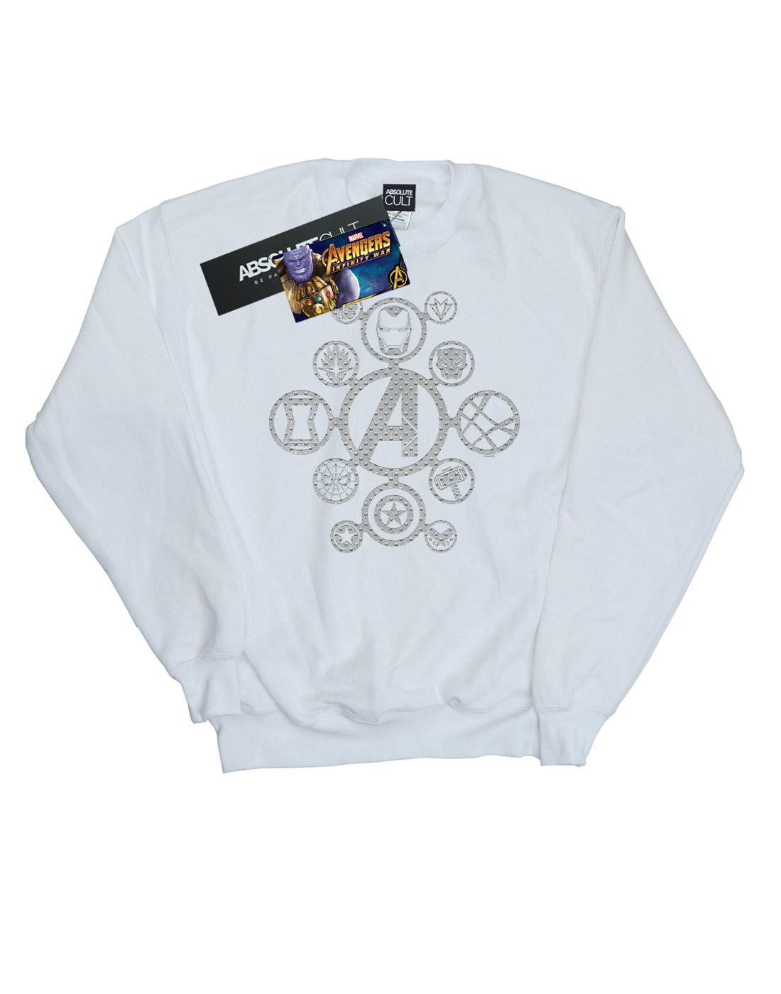 White - Front - Marvel Mens Avengers Infinity War Distressed Metal Icons Cotton Sweatshirt