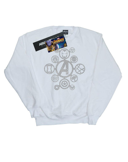 White - Front - Marvel Mens Avengers Infinity War Distressed Metal Icons Cotton Sweatshirt