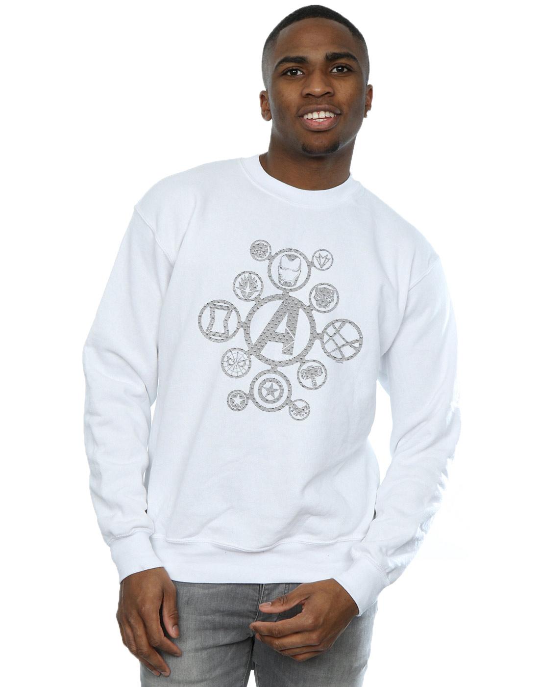 White - Back - Marvel Mens Avengers Infinity War Distressed Metal Icons Cotton Sweatshirt