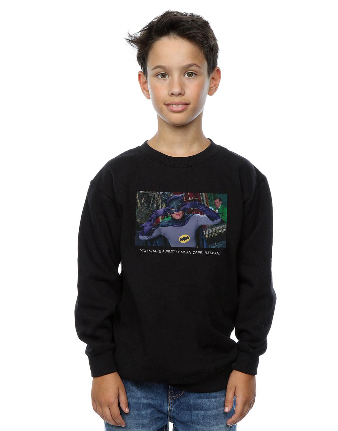 Black - Back - DC Comics Boys Batman TV Series Mean Cape Sweatshirt