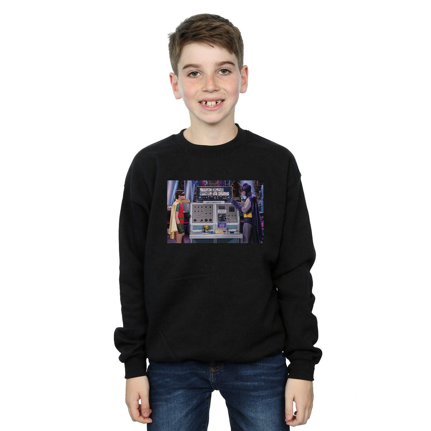 Black - Back - DC Comics Boys Batman TV Series Batcomputer Sweatshirt