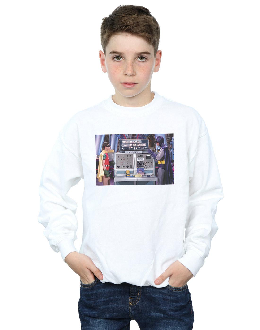 White - Back - DC Comics Boys Batman TV Series Batcomputer Sweatshirt