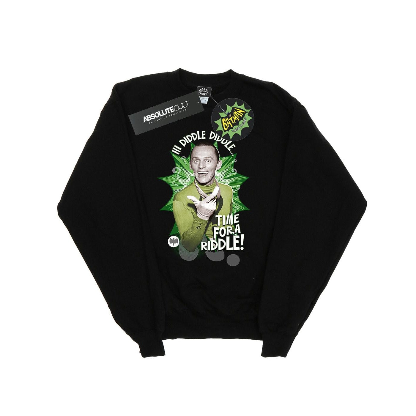 Black - Front - DC Comics Girls Batman TV Series The Riddler Time for a Riddle Sweatshirt