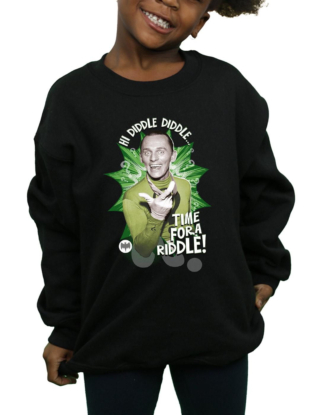 Black - Side - DC Comics Girls Batman TV Series The Riddler Time for a Riddle Sweatshirt
