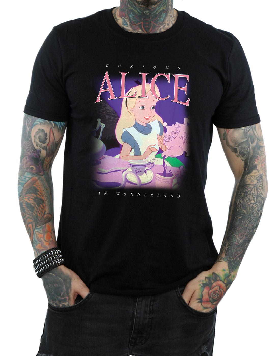 Black - Side - Disney Mens Alice in Wonderland Montage T-Shirt