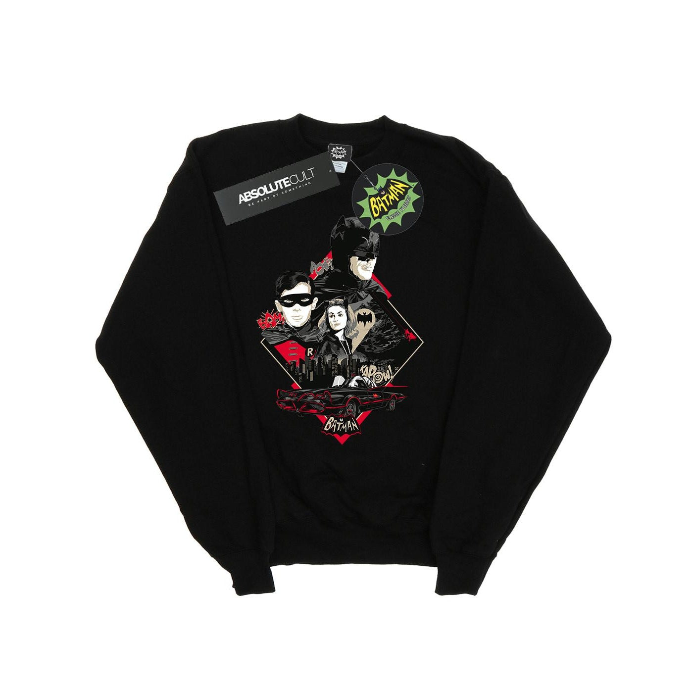 Black - Front - DC Comics Girls Batman TV Series Character Skyline Sweatshirt