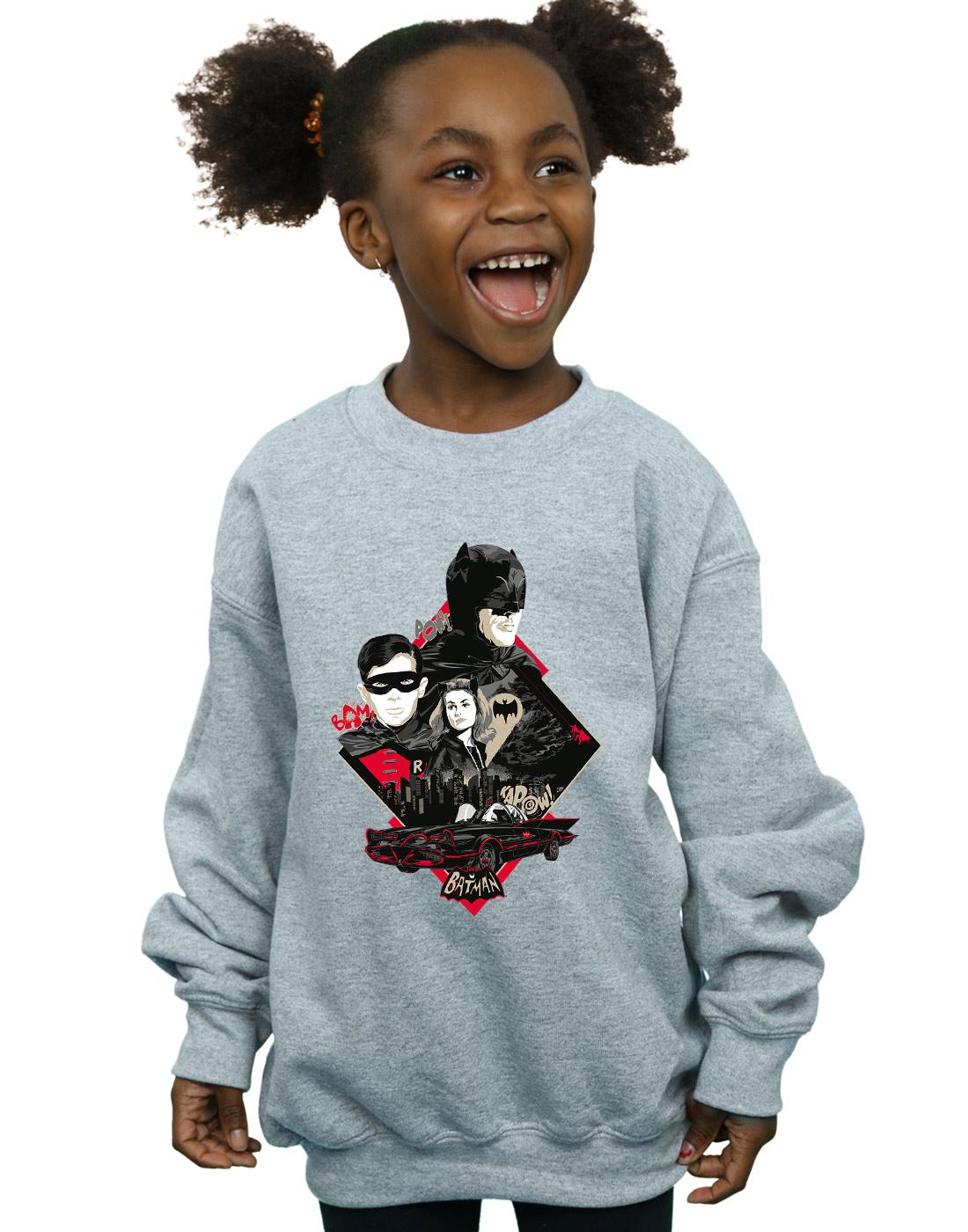 Sports Grey - Back - DC Comics Girls Batman TV Series Character Skyline Sweatshirt