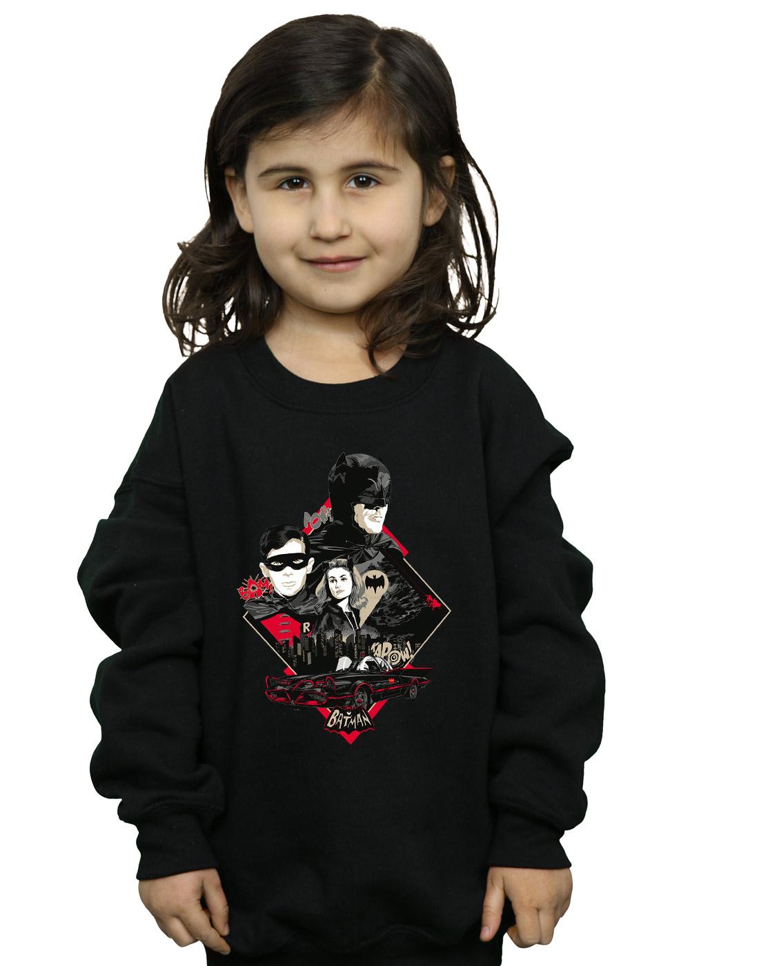 Black - Back - DC Comics Girls Batman TV Series Character Skyline Sweatshirt