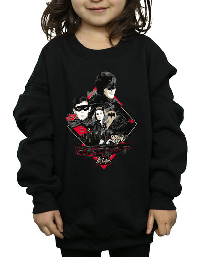 Black - Side - DC Comics Girls Batman TV Series Character Skyline Sweatshirt