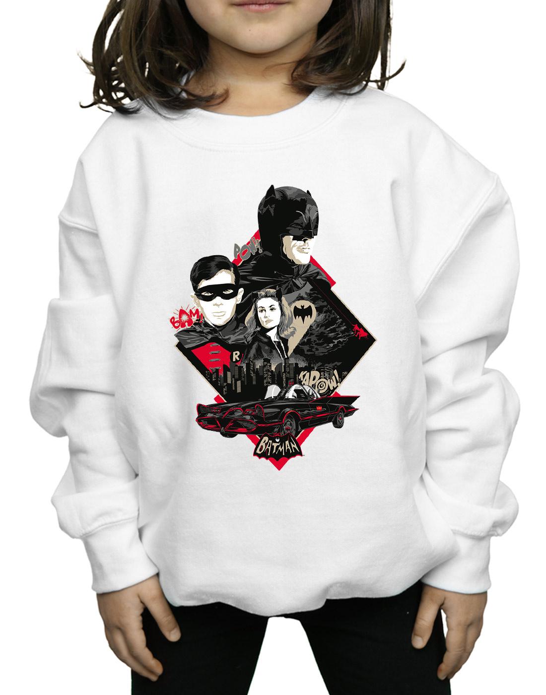 White - Side - DC Comics Girls Batman TV Series Character Skyline Sweatshirt