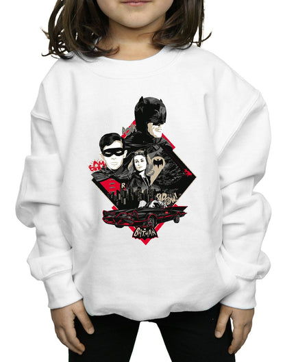 White - Side - DC Comics Girls Batman TV Series Character Skyline Sweatshirt