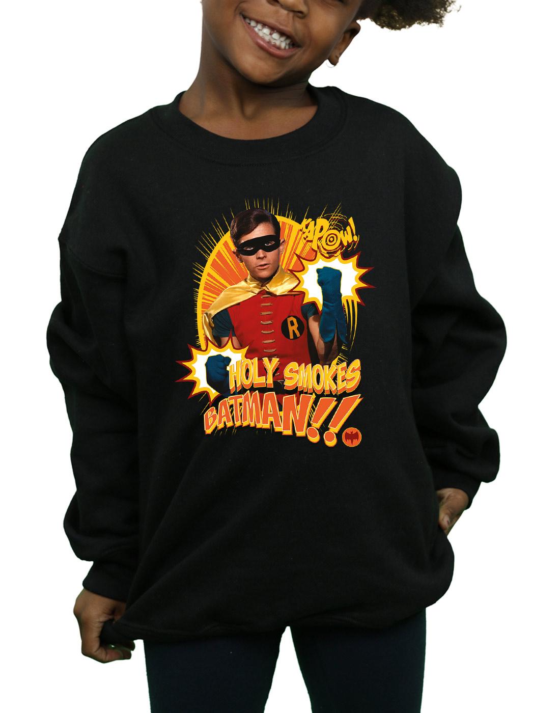 Black - Side - DC Comics Girls Batman TV Series Holy Smokes Sweatshirt