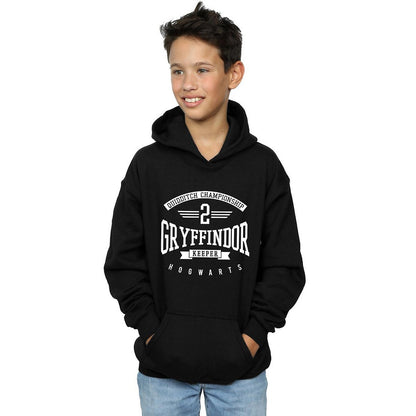 Black - Back - Harry Potter Boys Gryffindor Keeper Cotton Hoodie