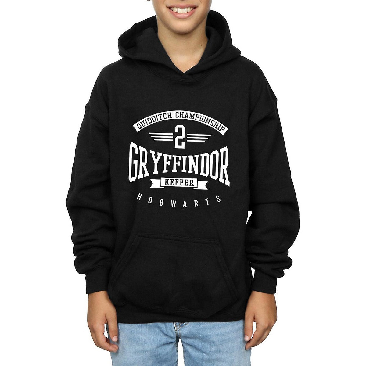 Black - Front - Harry Potter Boys Gryffindor Keeper Cotton Hoodie