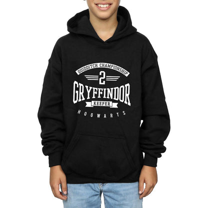 Black - Front - Harry Potter Boys Gryffindor Keeper Cotton Hoodie
