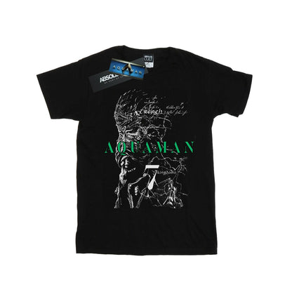 Black - Front - DC Comics Womens-Ladies Aquaman The Trench Sketch Cotton Boyfriend T-Shirt