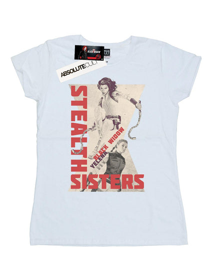 White - Front - Marvel Womens-Ladies Black Widow Movie Stealth Sisters Cotton T-Shirt