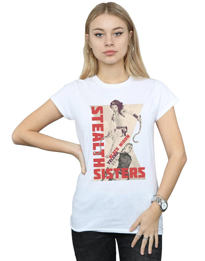 White - Back - Marvel Womens-Ladies Black Widow Movie Stealth Sisters Cotton T-Shirt