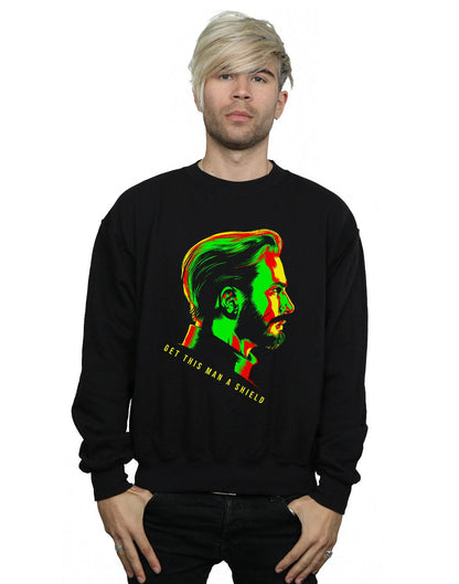 Black - Back - Marvel Mens Avengers Infinity War Get This Man A Shield Cotton Sweatshirt