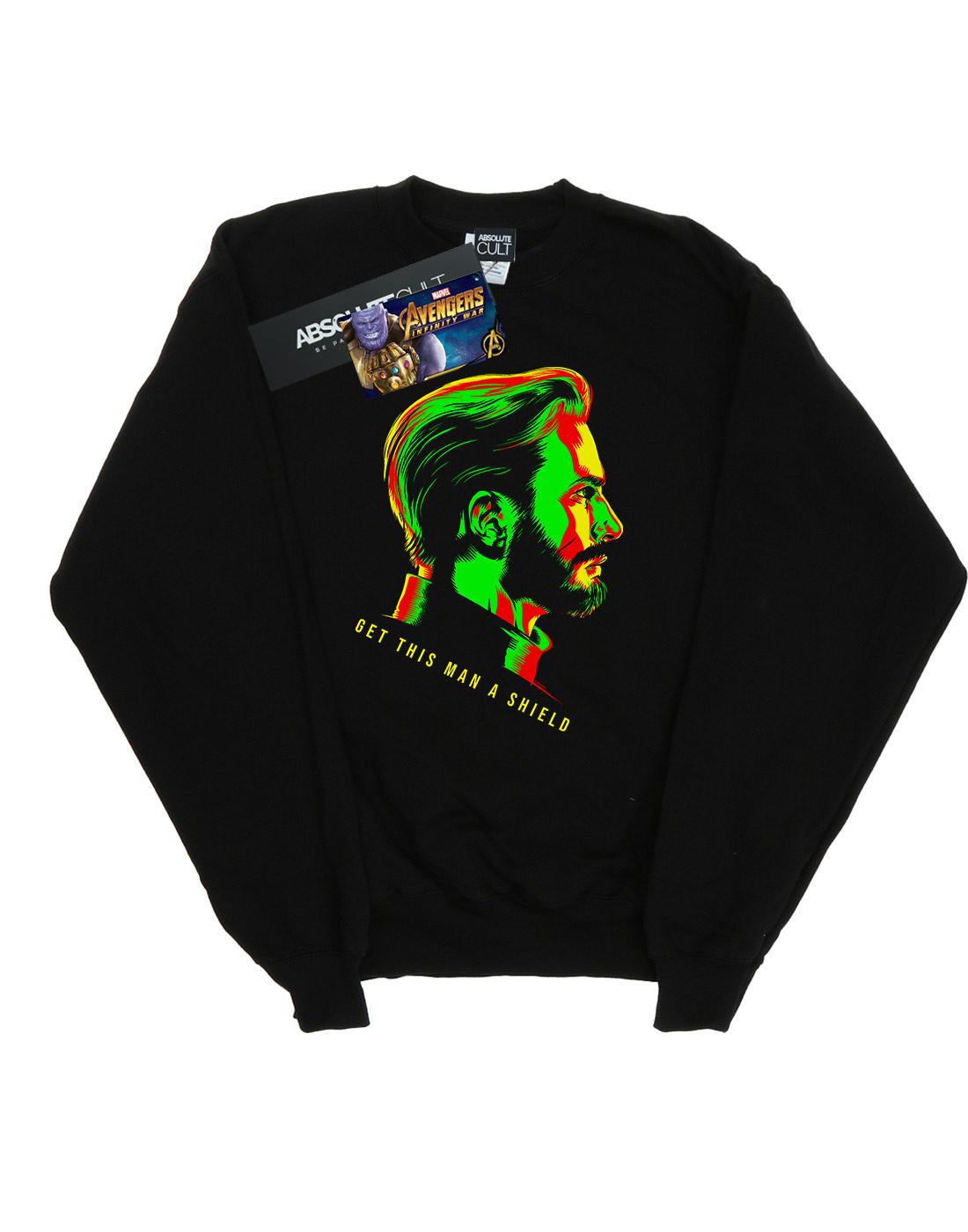 Black - Front - Marvel Mens Avengers Infinity War Get This Man A Shield Cotton Sweatshirt