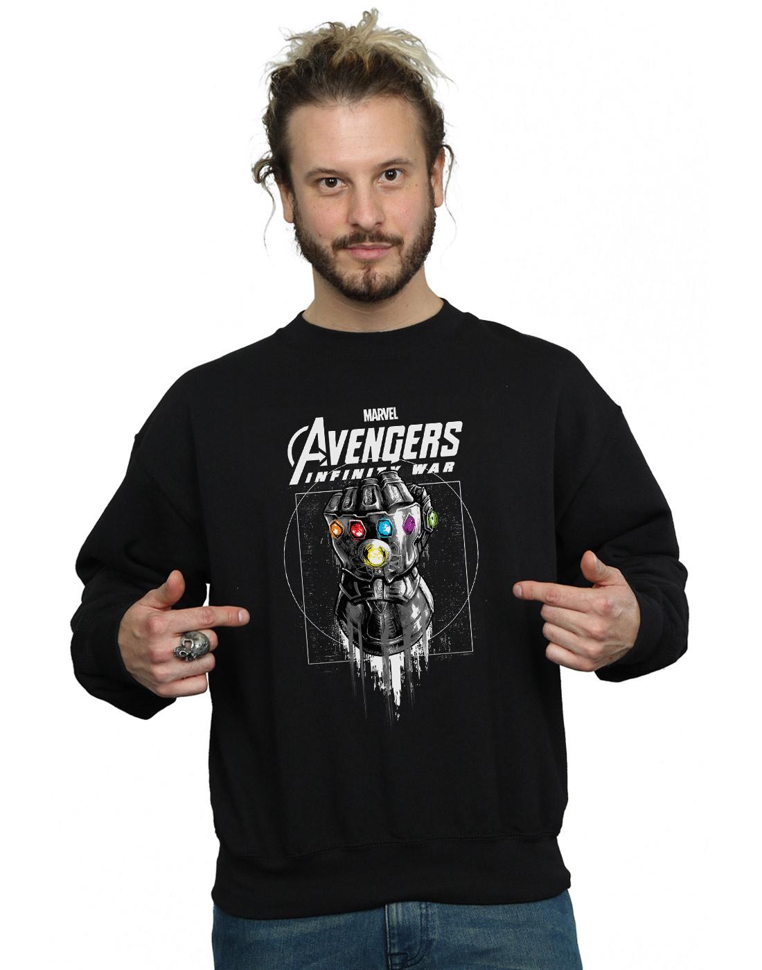 Black - Back - Marvel Mens Avengers Infinity War Gauntlet Cotton Sweatshirt